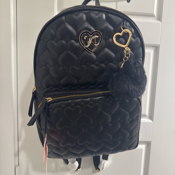 Juicy Couture Handbags - Juicy Couture Heart Quilted Backpack with Heart Charm 🖤🐈‍⬛